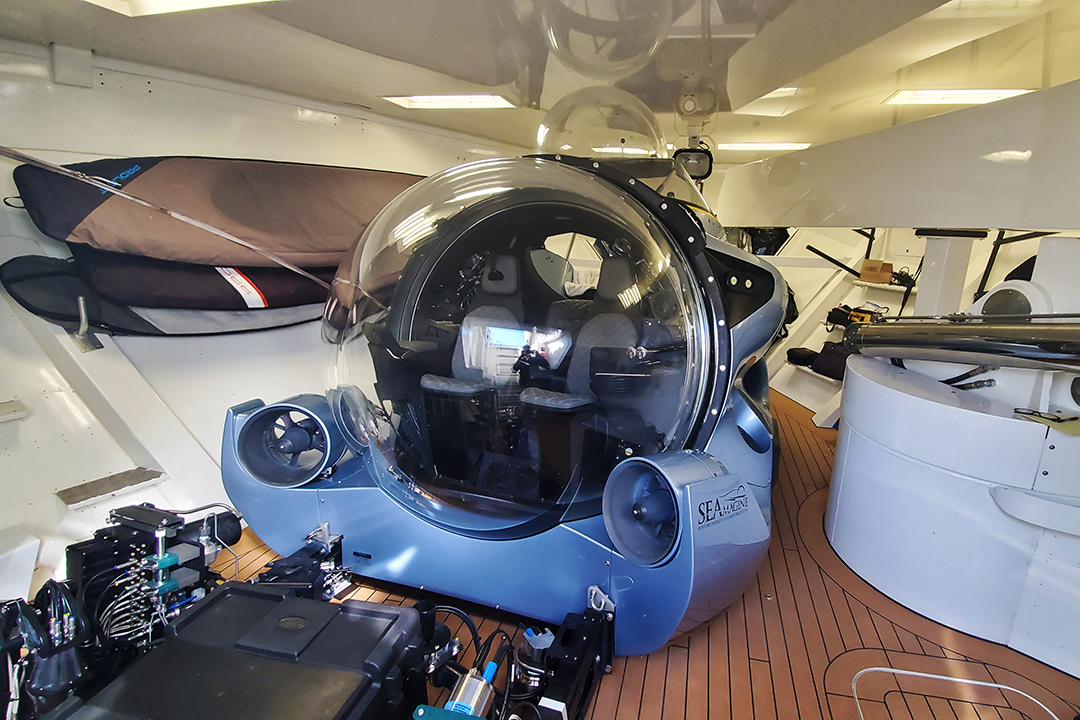 submarine on military ship deck